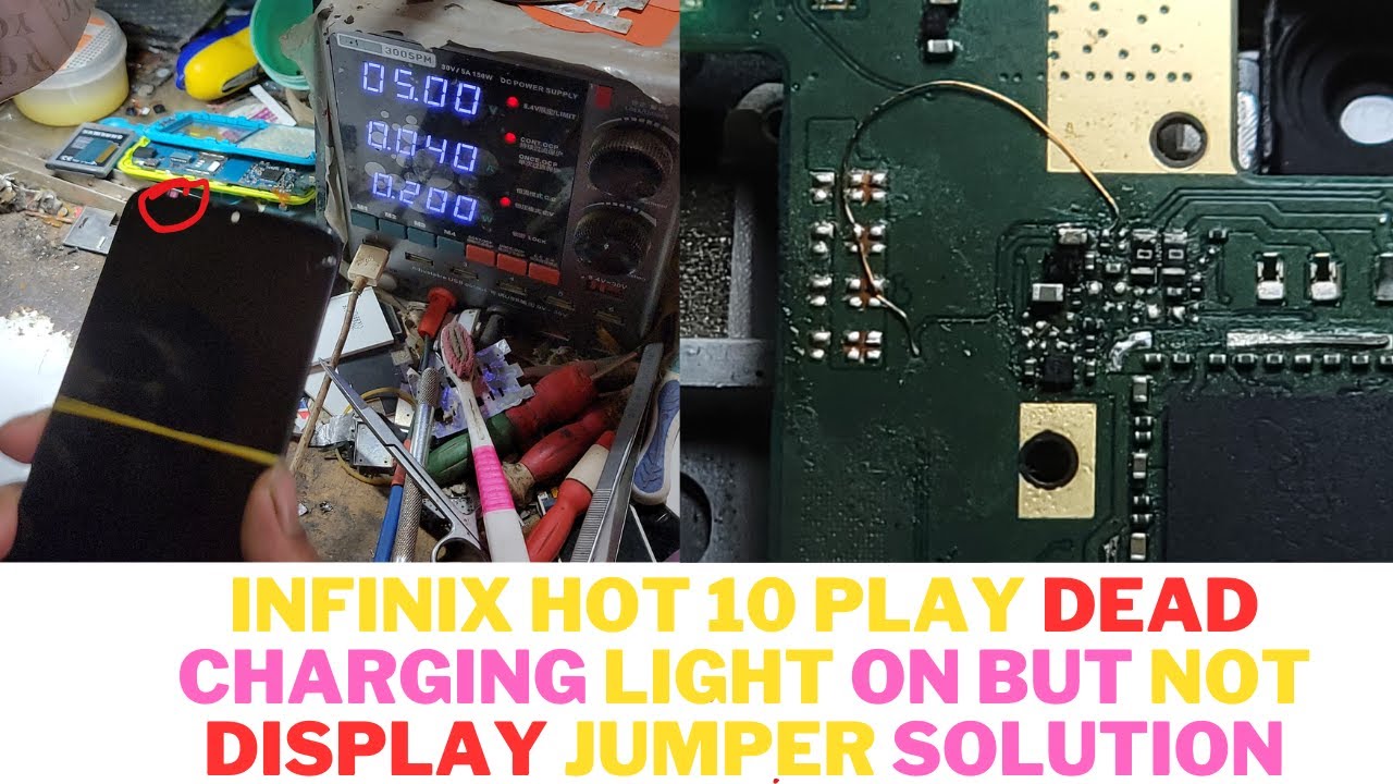 infinix hot 10 play dead charging light on but not display jumper solution