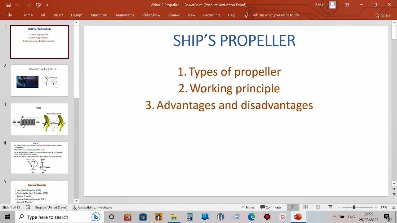 Types of ship's propeller