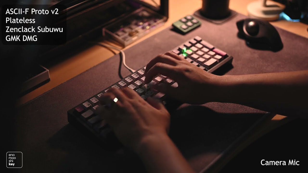 ASCII-F proto v2 + Zenclack Subuwu + Plateless + Typing Test