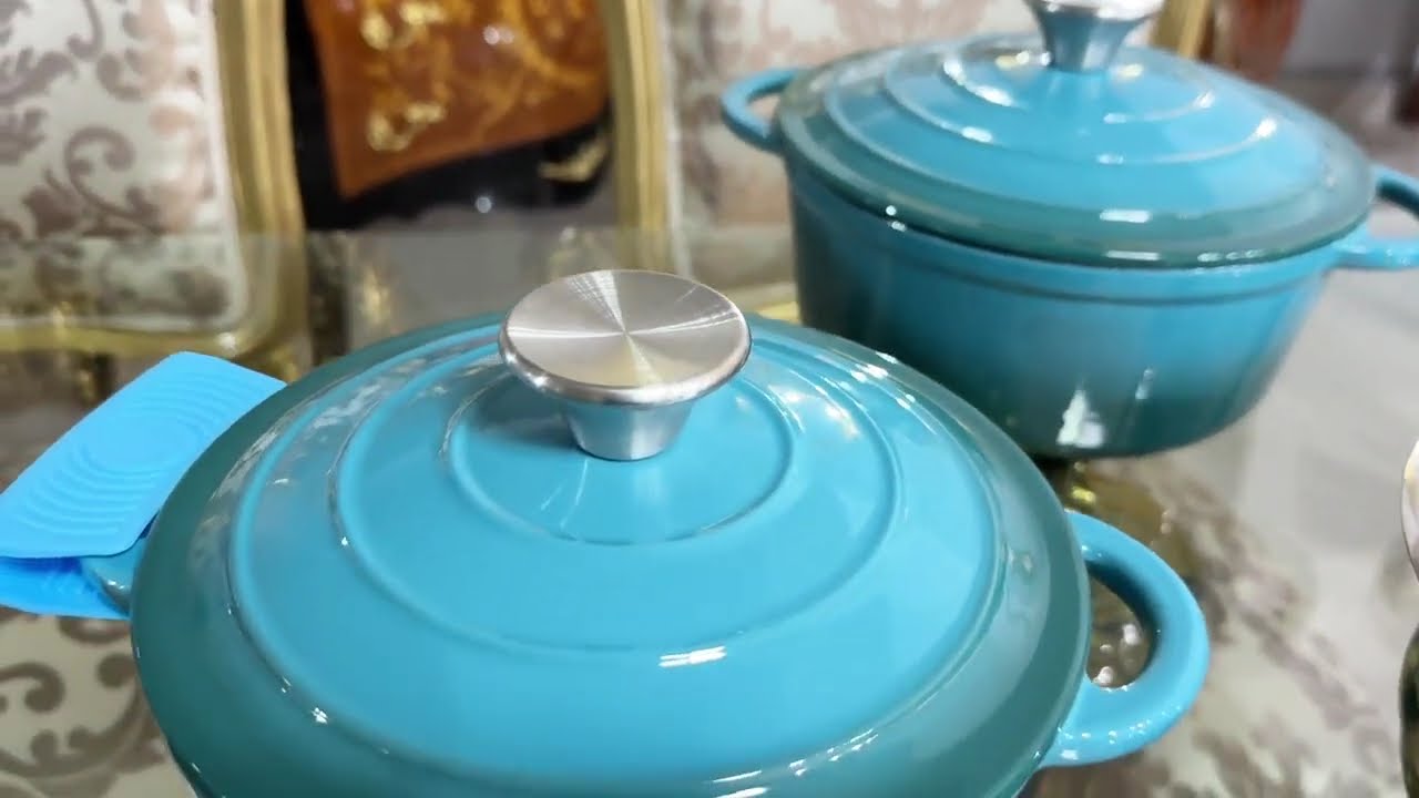 Jogo de Panelas de Ferro Fundido Esmaltadas Estilo Lê Crouset Azul Select Cook - 18 peças