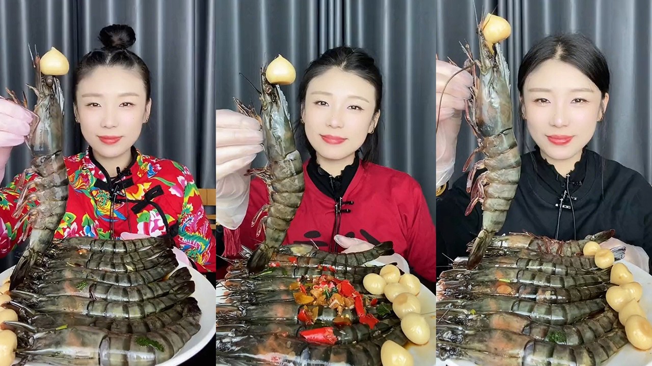 【MUKBANG】Black Tiger Shrimp🦐🍋🌶🧄#Seafood#ASMR#yummy