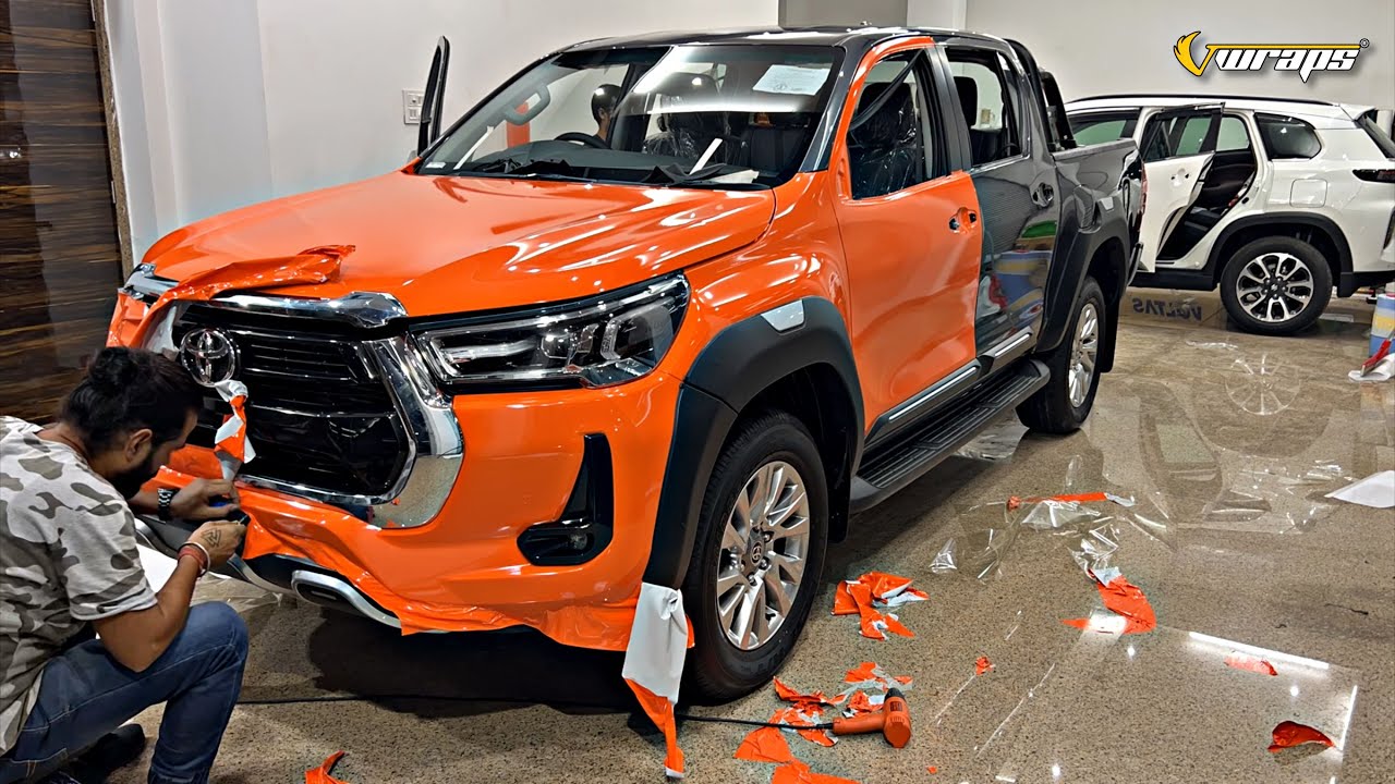 INDIA's First Toyota Hilux Vinyl Wrap in Gloss Orange 🇮🇳😍🔥@VwrapsSikar