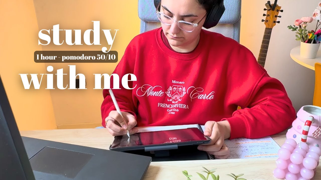 ☔️1 Hour Study with Me [pomodoro 50/10] Rain Background Sound, Exam Cramming of Engineering Student