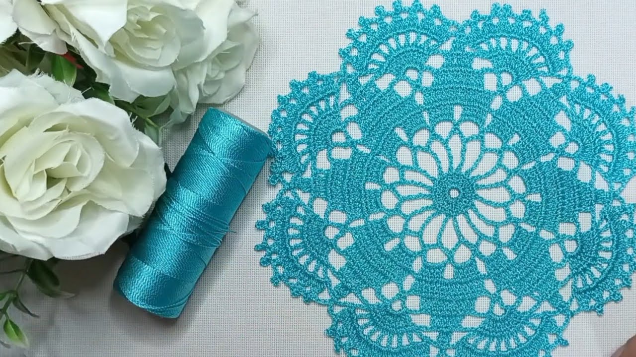Así de preciosa luce con hilo naylon carpeta decorativa posaplatos o posavasos/ crochet paso a paso