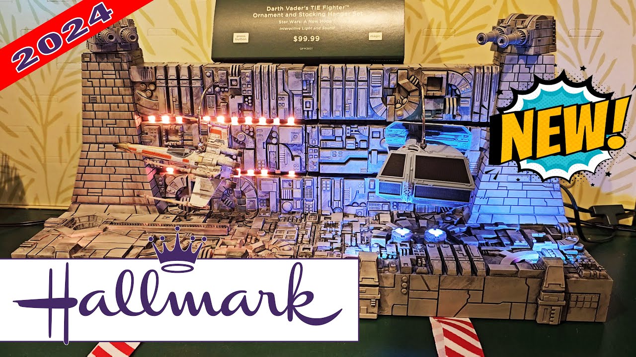 Hallmark Luke Skywalker X-Wing Starfighter & Darth Vader's TIE Fighter Ornament Stocking Hanger Set