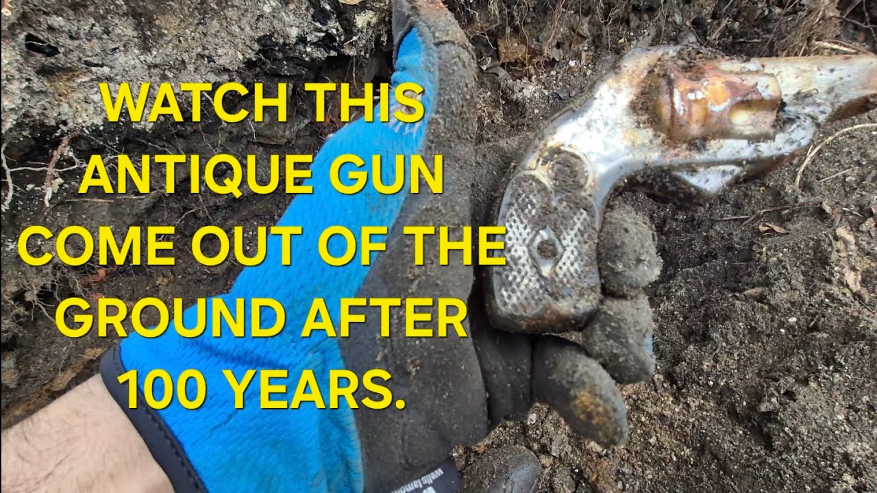 100 year old gun dug out of the ground in a bottle dump