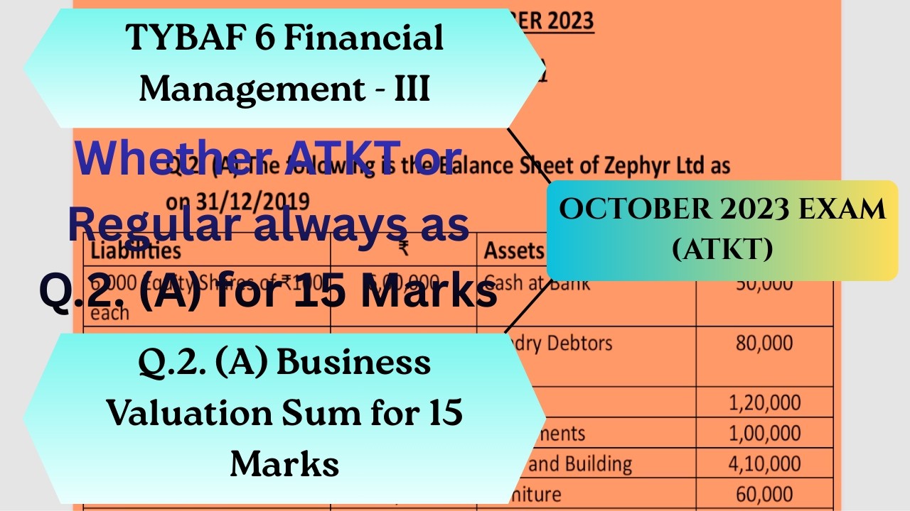 TYBAF SEM 6 Financial Management - III October 2023 [Q. 2 (A)] Business Valuation Sum