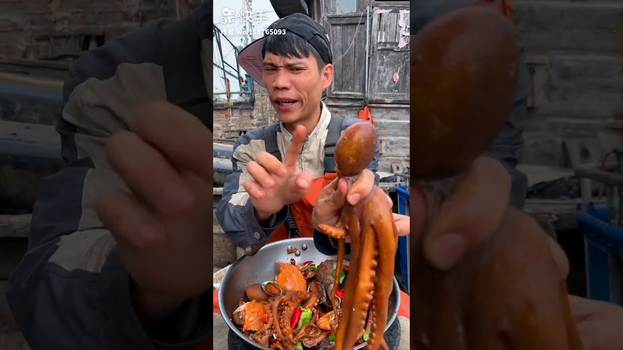 CHINESE SEAFOOD - FISHERMAN COOKING OCTOPUS DELICIOUS EVER!