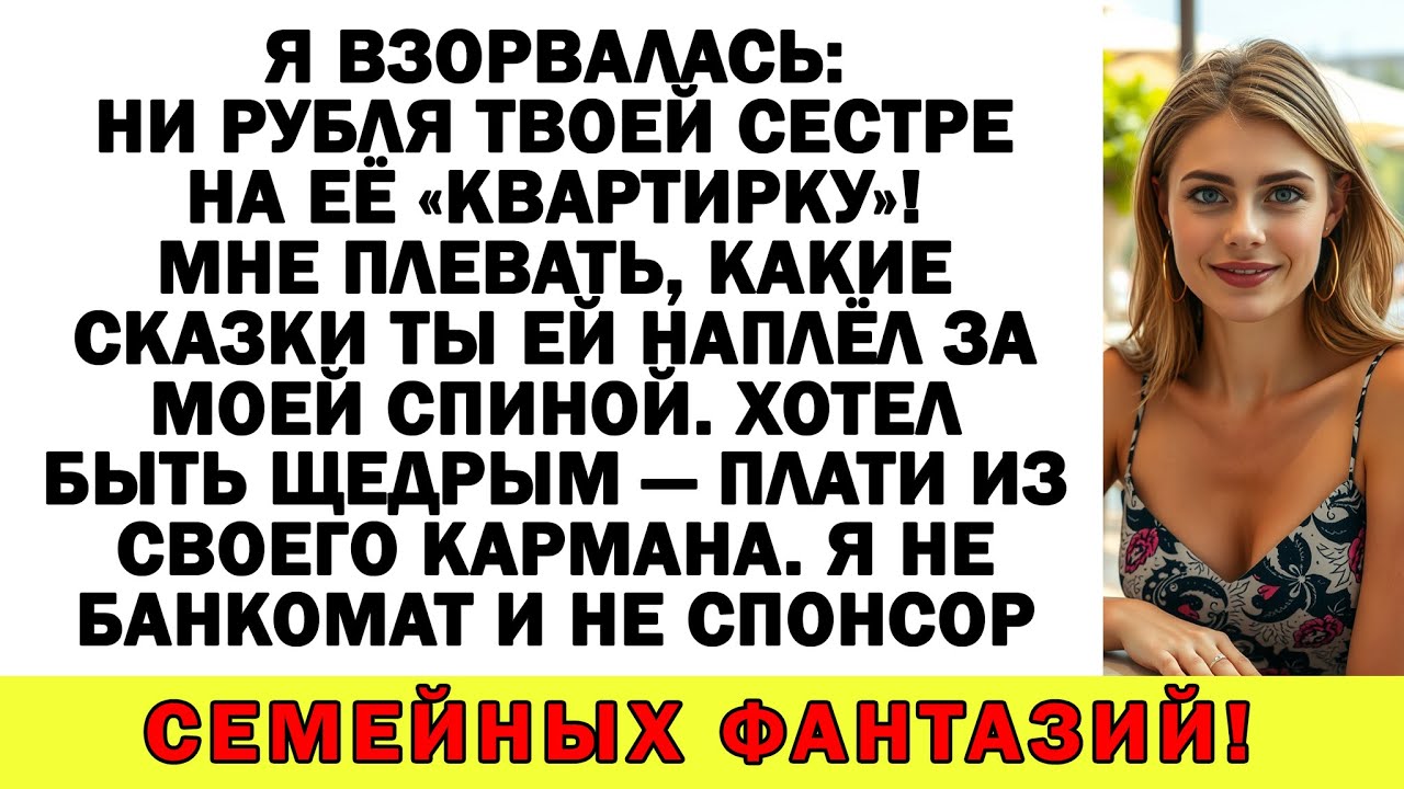 Моих денег твоя сестра не увидит. Кредит ей в помощь, а не мой кошелёк!