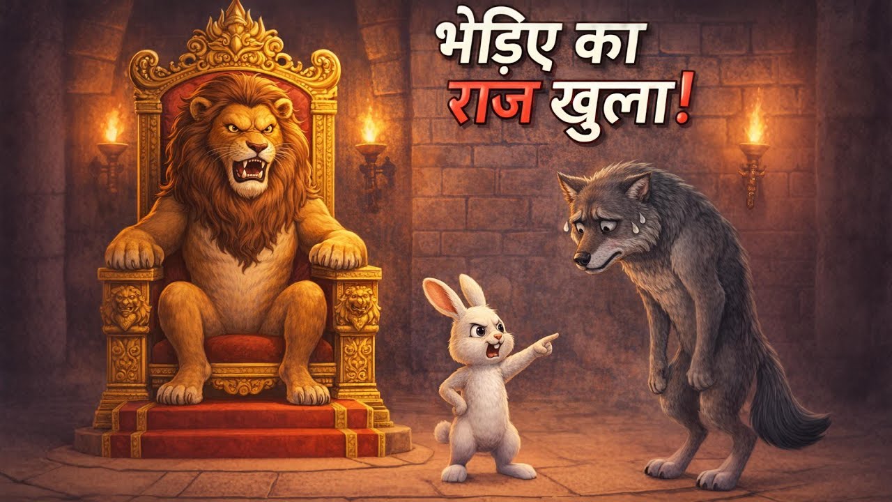 जंगल में भेड़िए का राज खुल गया! 😱 | Lion & Rabbit Story | Hindi Kahaniya
