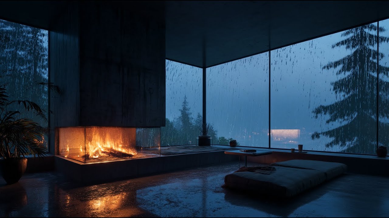 Cozy Mountain Cabin in a Thunderstorm ⛈️ 8 Hours of Heavy Rain Sounds for Sleeping & Insomnia Relief