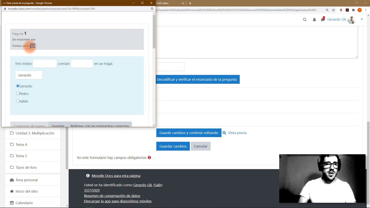 Varias preguntas en una sola. ¿De qué se tratan las preguntas anidadas (Cloze) en Moodle?