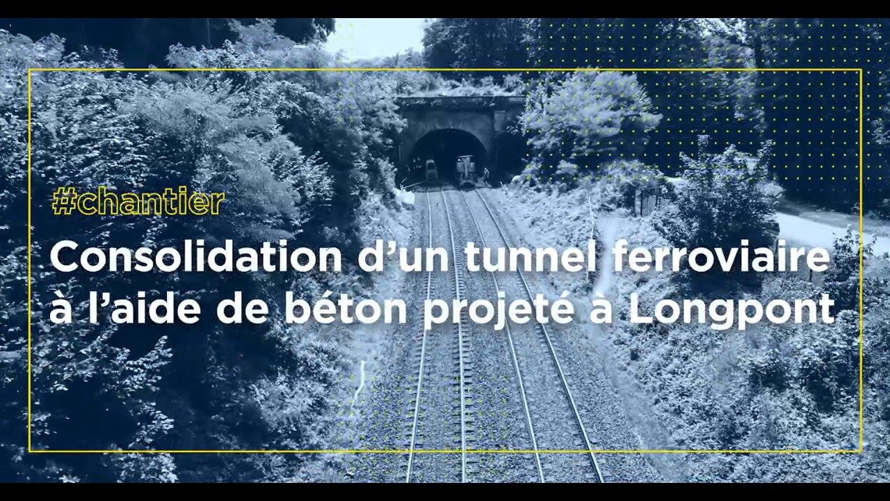 Consolidation d'un tunnel ferroviaire à l'aide de béton projeté à Longpont