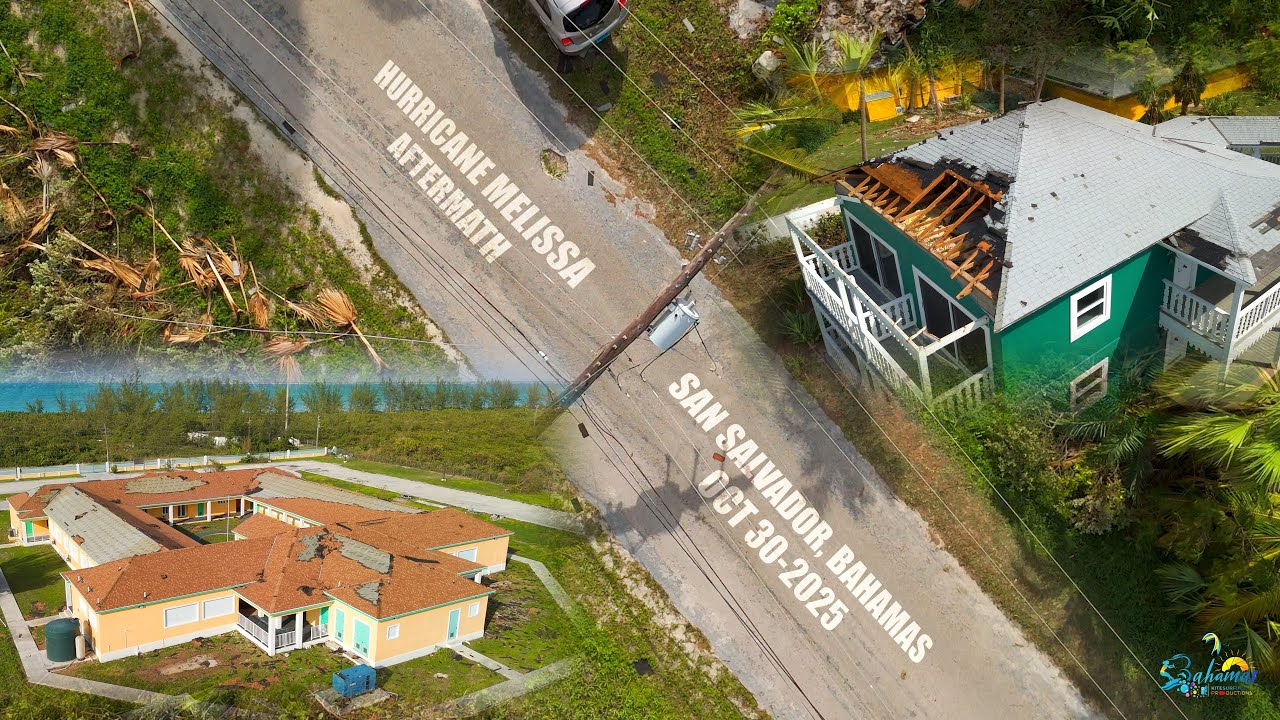 The aftermath of Hurricane Melissa aftermath in San Salvador, The Bahamas