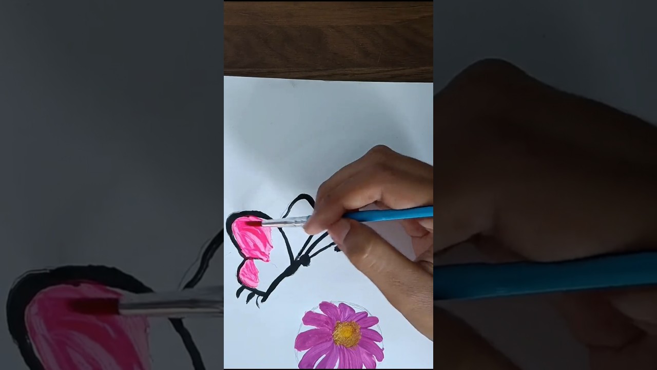 Where Flowers Meet Wings 🌸| #shorts #art #painting @My Art Gallery Hub
