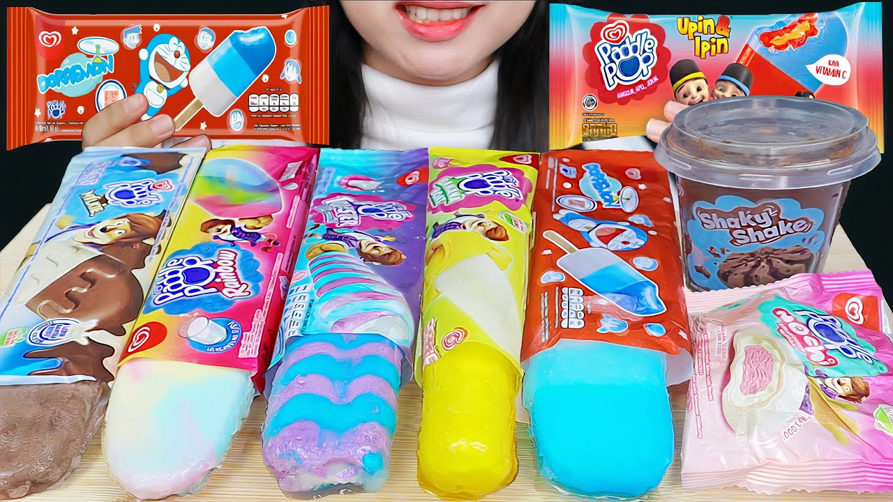ASMR PADDLE POP ICE CREAM 🍦 DORAEMON, UPIN IPIN, BANANA BOAT, RAINBOW, TWISTER, MOCHI, SHAKY SHAKE