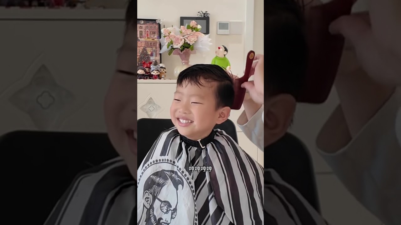 School is about to start. I m giving my son a haircut to see if he can find a