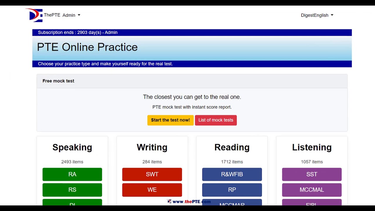 Free PTE mock test