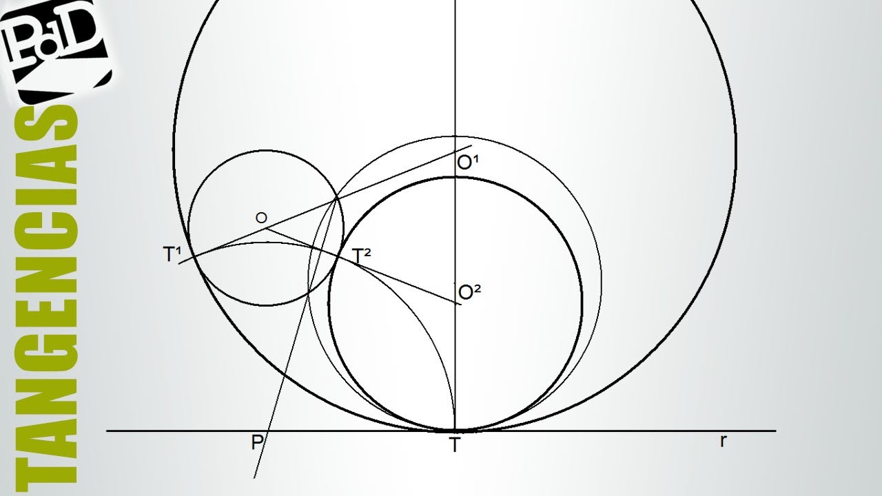 Tangente a una recta y a una circunferencia dado el punto de tangencia en la recta (Potencia).