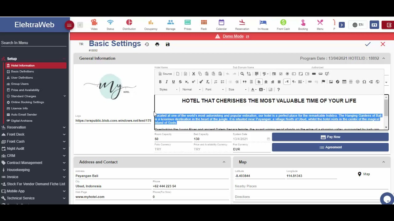 How to enter Hotel Information?