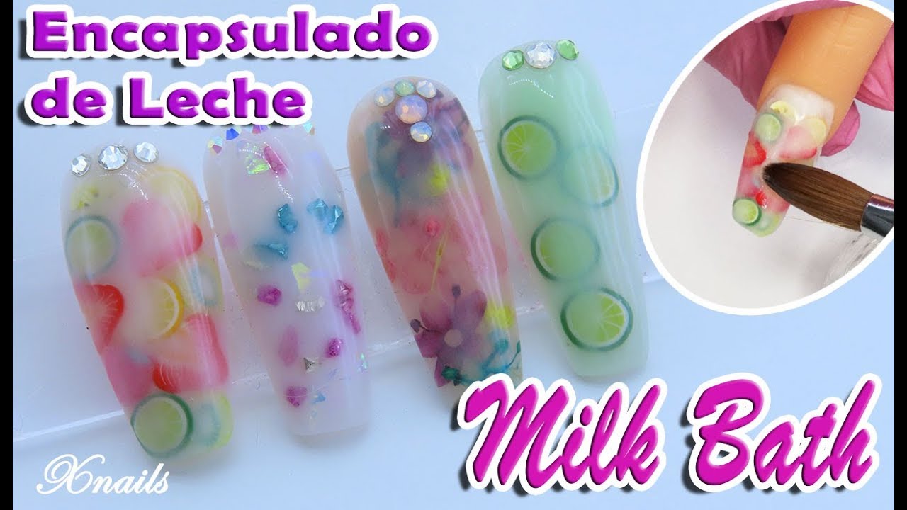 Como hacer Milk Bath - BAÑO DE LECHE  💅 Tendencias en UÑAS ACRILICAS