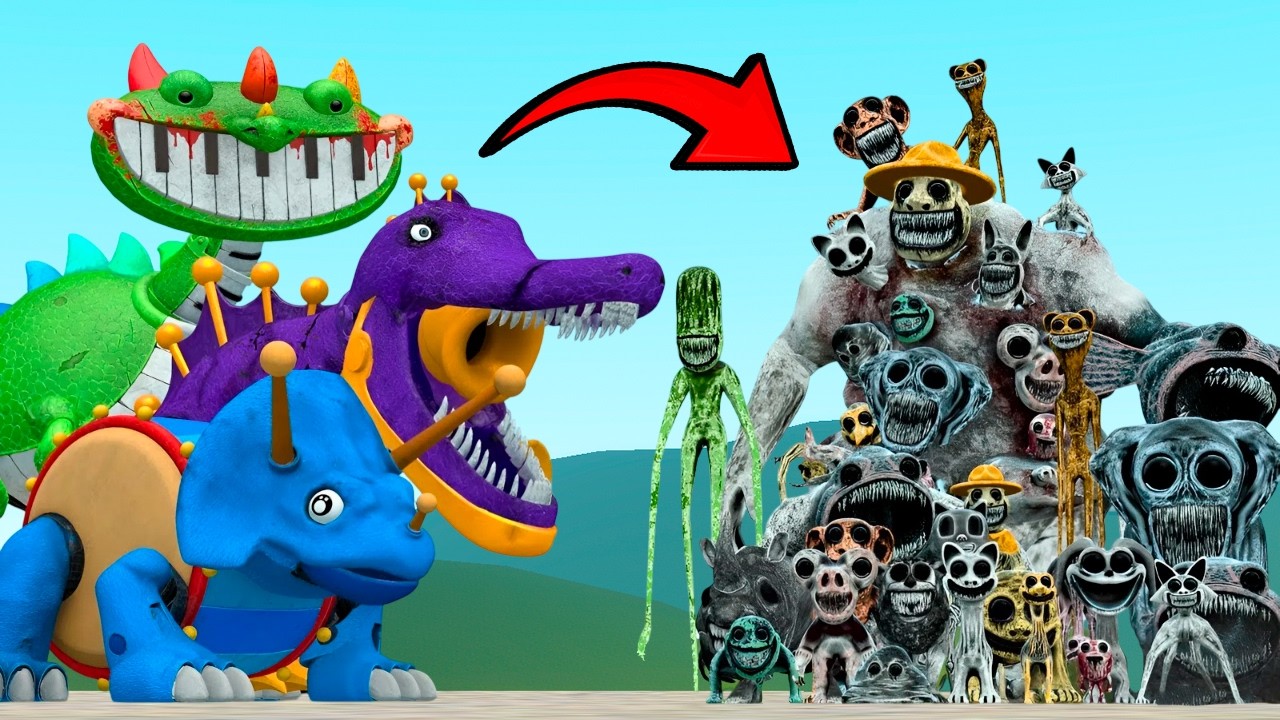 TRICERADRUM PIANOSAURUS POPPY PLAYTIME 5 VS ALL ZOONOMALY MONSTERS In Garry's Mod!