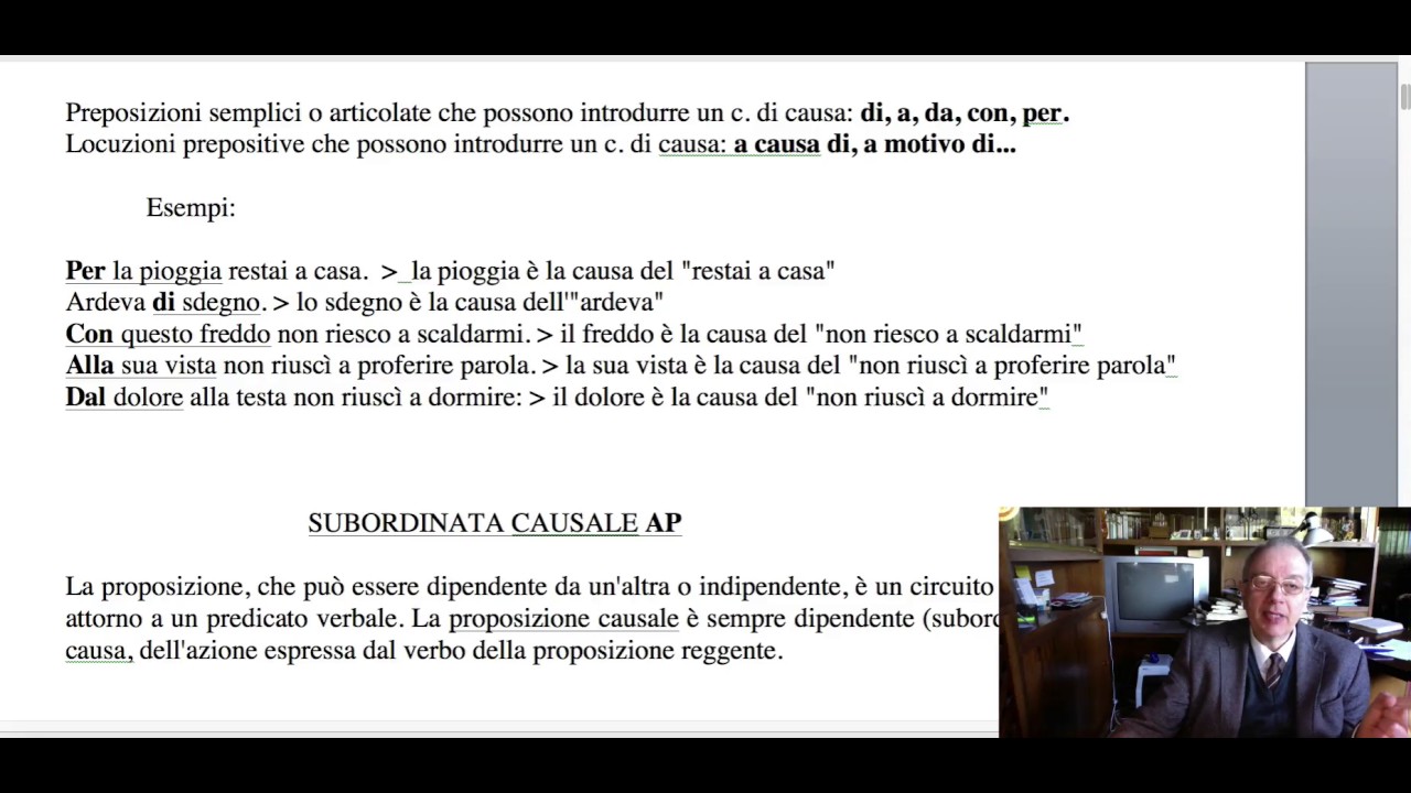 Congiunzione causale, complemento di causa, subordinata causale   Italiano e Latino