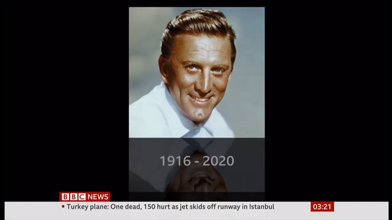 Kirk Douglas passes away (1916 - 2020) (USA) - BBC & Sky News - 6th February 2020