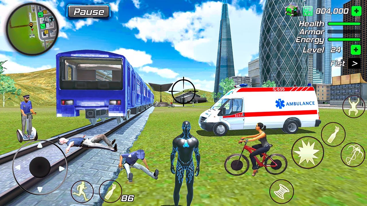 Black Hole Rope Hero Vice Vegas - Ambulance at Train Station #4 - Android Gameplay