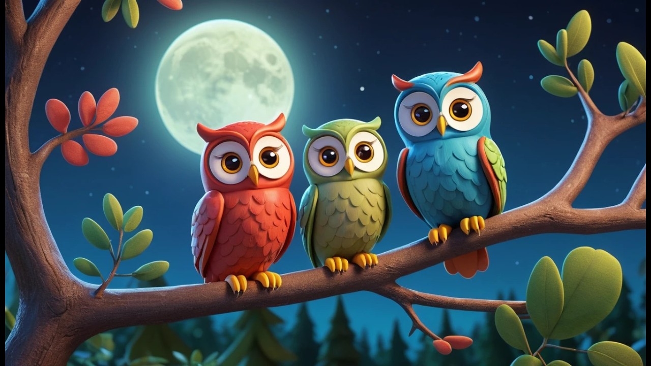 Tres Pequeños Búhos de Juguete Ululululu | Canción de Cuna y Sonidos de la Noche