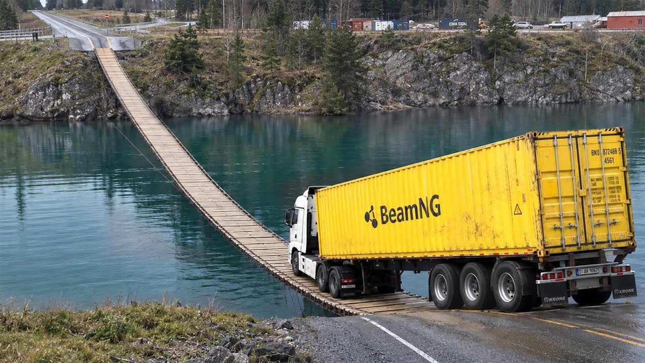Cars vs Suspension Bridge Challenge #15 in BeamNG Drive!