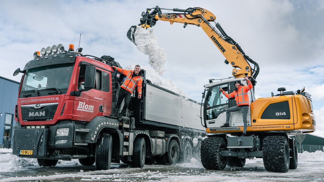Barre zand- en sneeuwpret met de MAN TGS en Liebherr 914 van Blom Grondwerken!