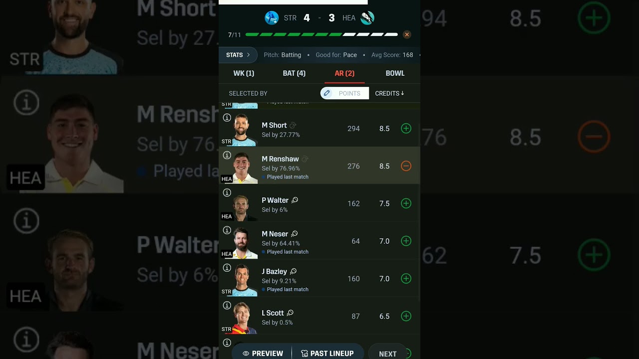 STR vs HEA Dream 11 Team/Adelaide vs Brisbane Dream 11 Team Prediction