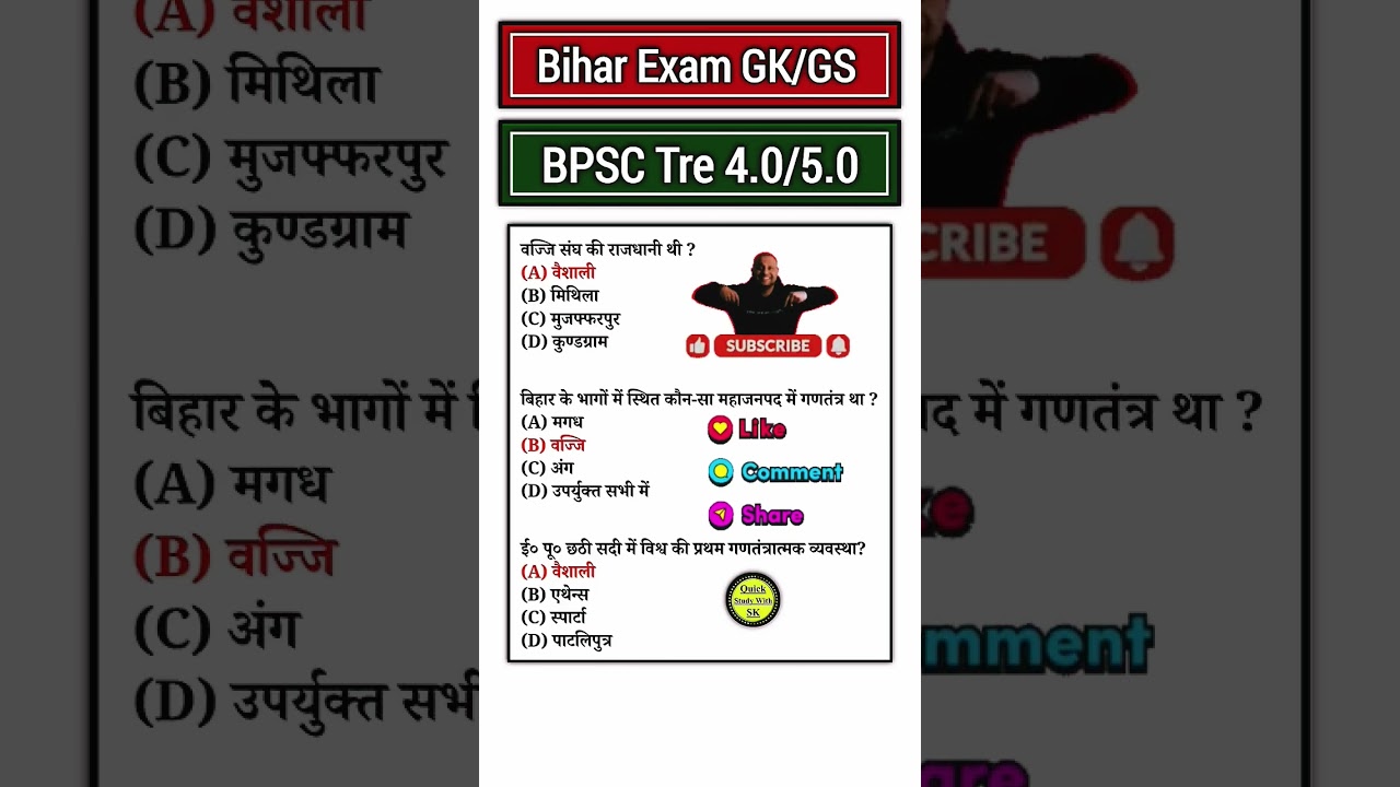 BPSC TRE 4.0 GK/GS | Most Important Questions | Bihar Teacher Exam 🔥 