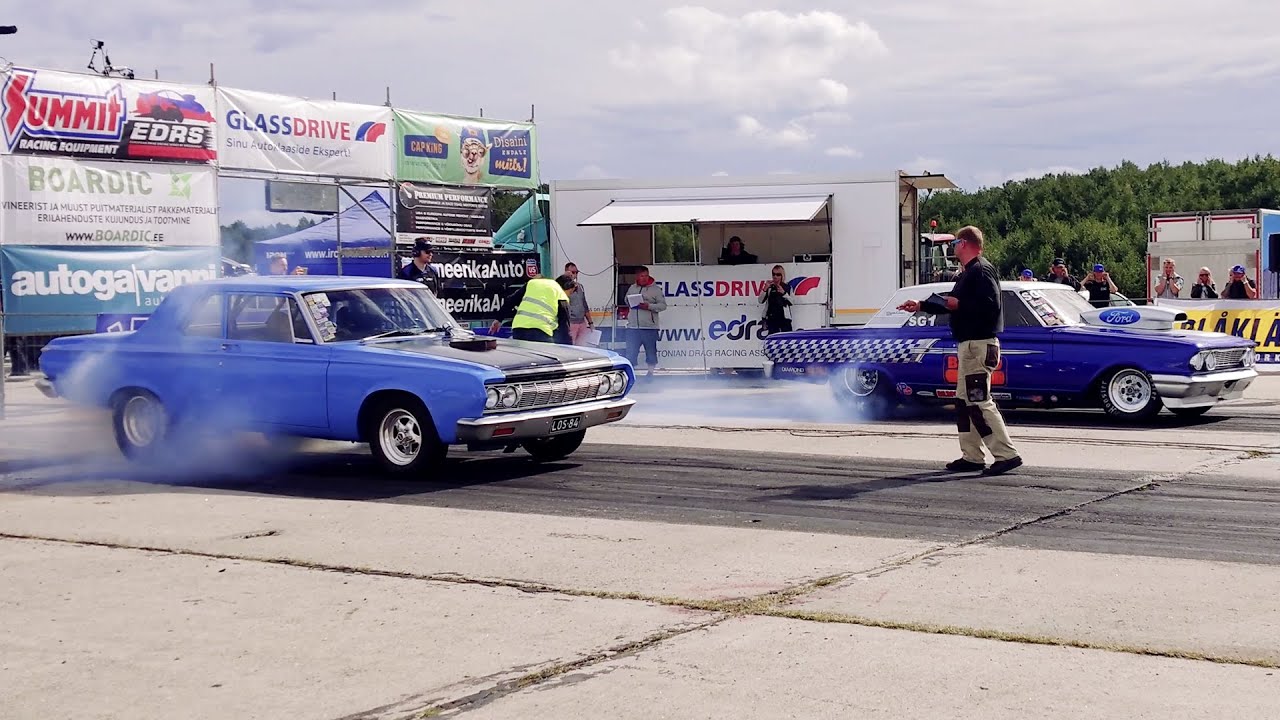 '64 Ford Fairlane 500 557cid vs '64 Plymouth Belvedere 1/4 mile drag race