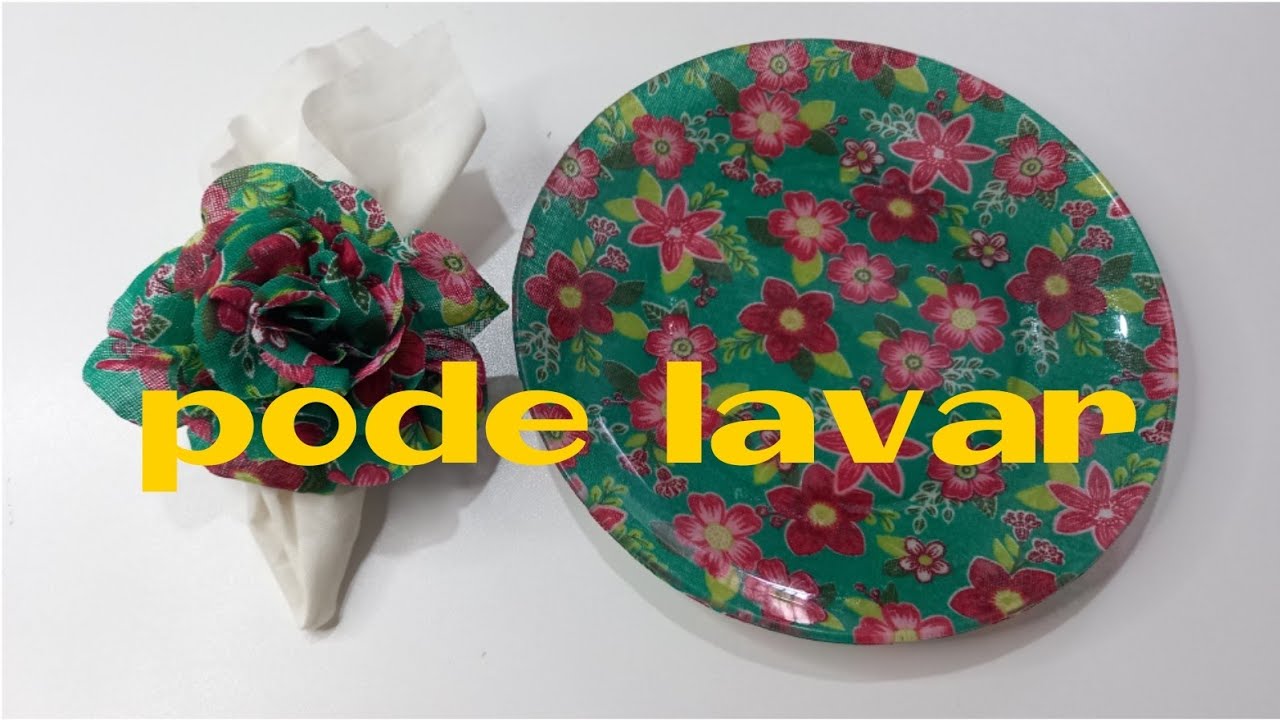 decoupagem com tecido em prato e porta guardanapo arte linda com tecido de chita e fácil demais!