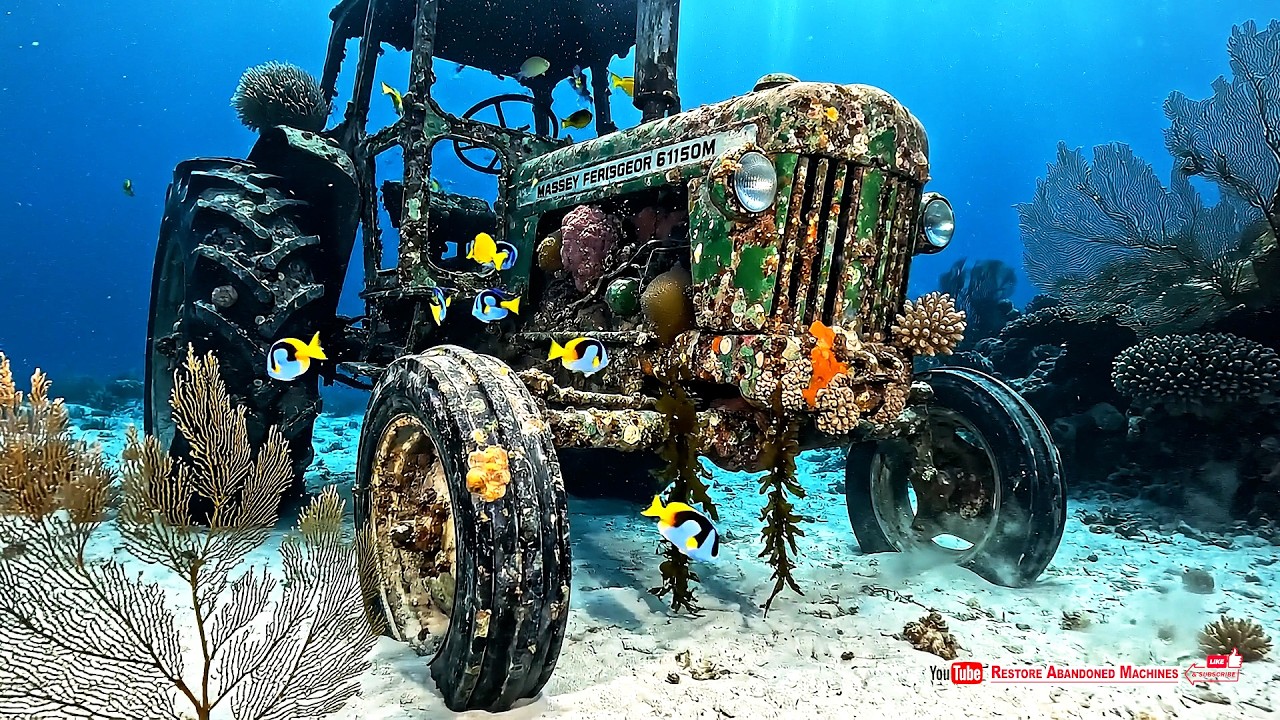 A Massey Ferguson Tractor Abandoned Very Old, Rusty, Pulled From The Ocean! Full Restoration