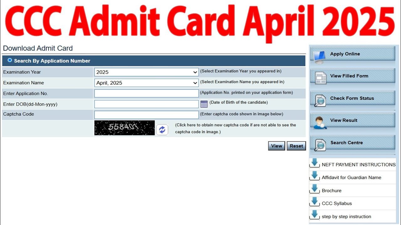 CCC May Exam 2025 CCC May 2025 Admit Card CCC May Exam Date 2025 CCC May Exam 2025 Admit Card