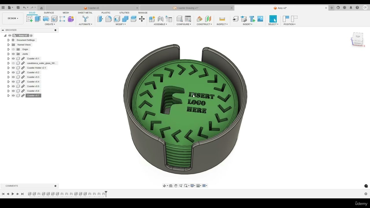 Practice 3D Printed Mug Coaster Holder In Fusion 360 || Autodesk Fusion 360 Training Tutorial 88