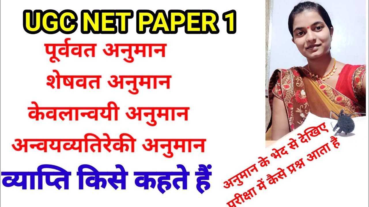 अनुमान के प्रकार, UGC NET PAPER 1, प्रतीज्ञा, हेतु ,व्याप्ति , उपनय, निगमन।