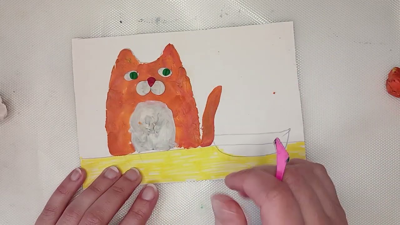 котик їсть котлету ліплення