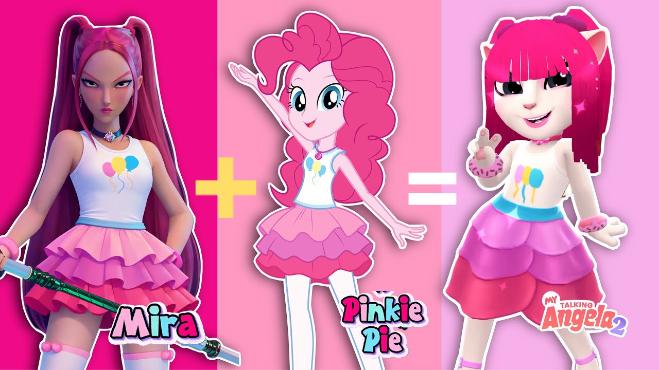 Mira and Angela's Pinkie Pie dress up challenge | My Talking Angela 2 👗🎀 #mira #pinkiepie 