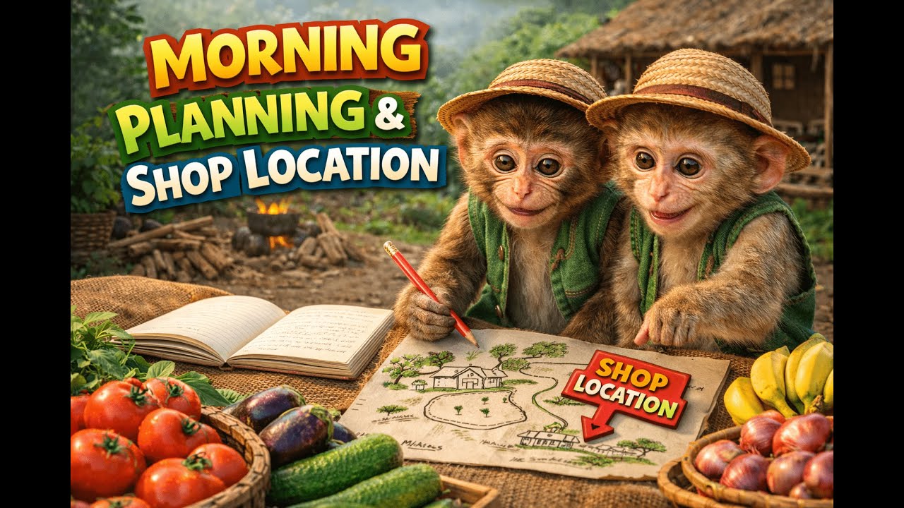 Monkey Opened a Vegetable Shop together I Village Life of Monkey