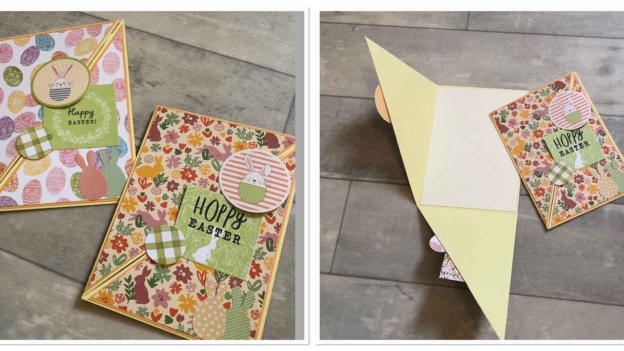 TUTO CARTE pliée FACILE (paques) /1 feuilles A4 = 2 Cartes