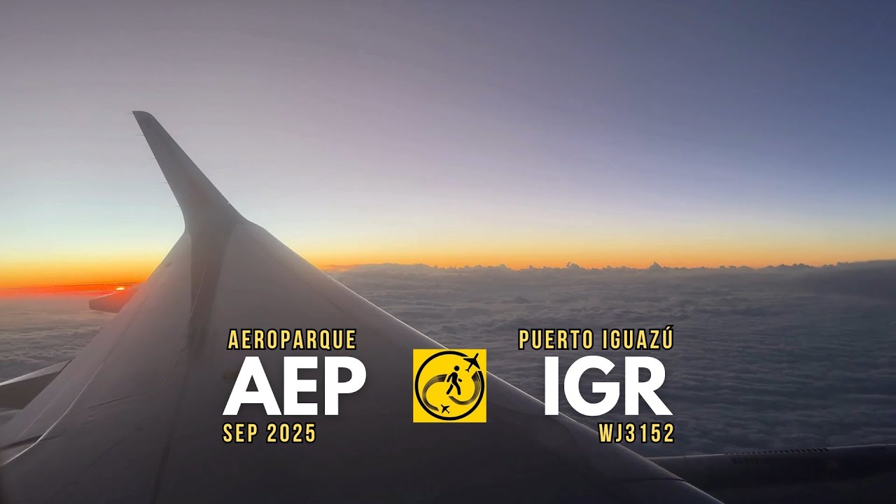 Vuelo en Jetsmart con clima adverso: golden hour y turbulencia de Aeroparque a Puerto Iguazú Sep-25