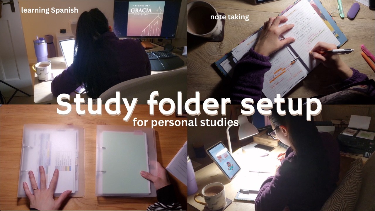 cozy study vlog ✨ Setting up study folder, language learning note taking (Spanish), Bible reading