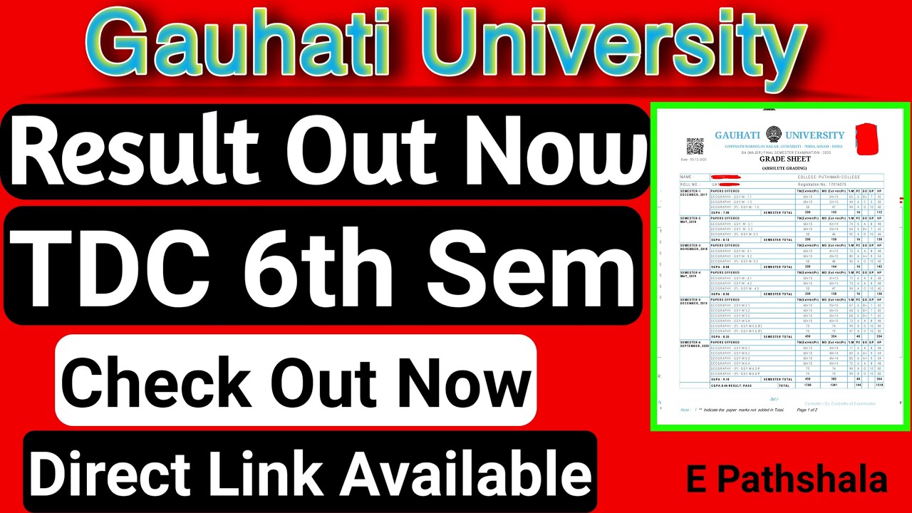 TDC 6th Sem Result Out| Gauhati University TDC 6th Sem Result Declared| BA BSC BCOM 6th Sem Result