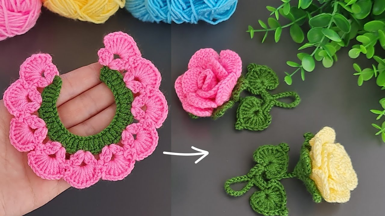 SUPER BEAUTIFUL😉MUY BONİTO ✔ Super easy very useful crochet flower keychain making.