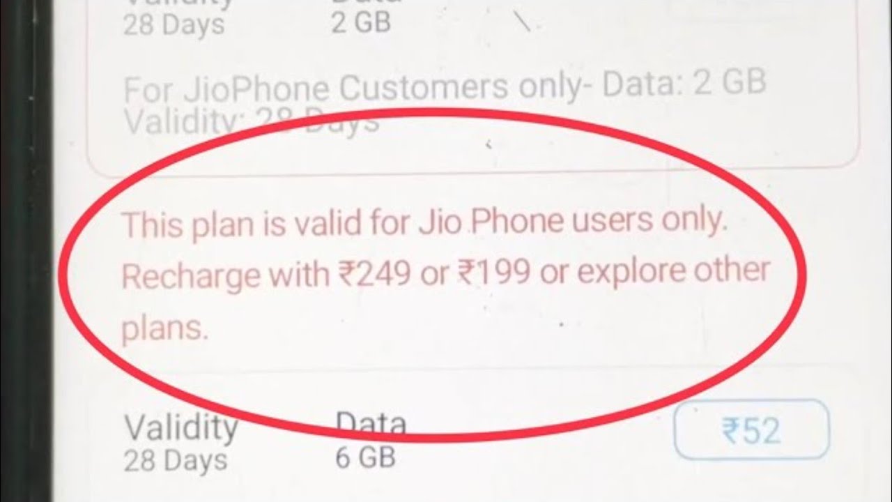 Fix The plan is valid for Jio Phone users only Recharge  @SonuSutar77