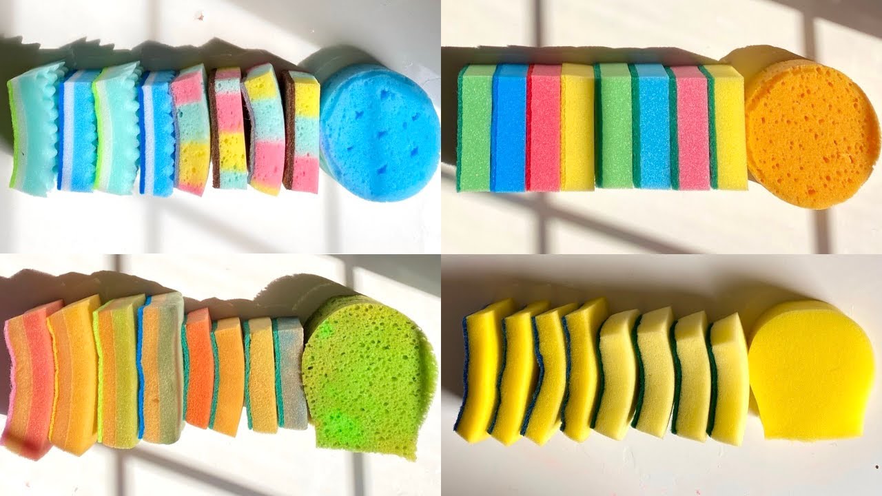 ASMR Bulk kitchen + big sponge ripping edit compilation - jelly soapy dry damp variety sounds